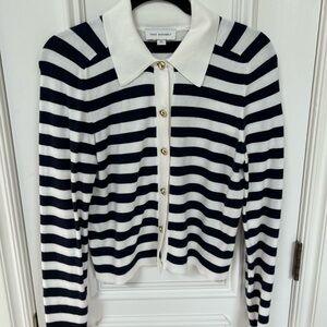 Navy and White Striped Cardigan